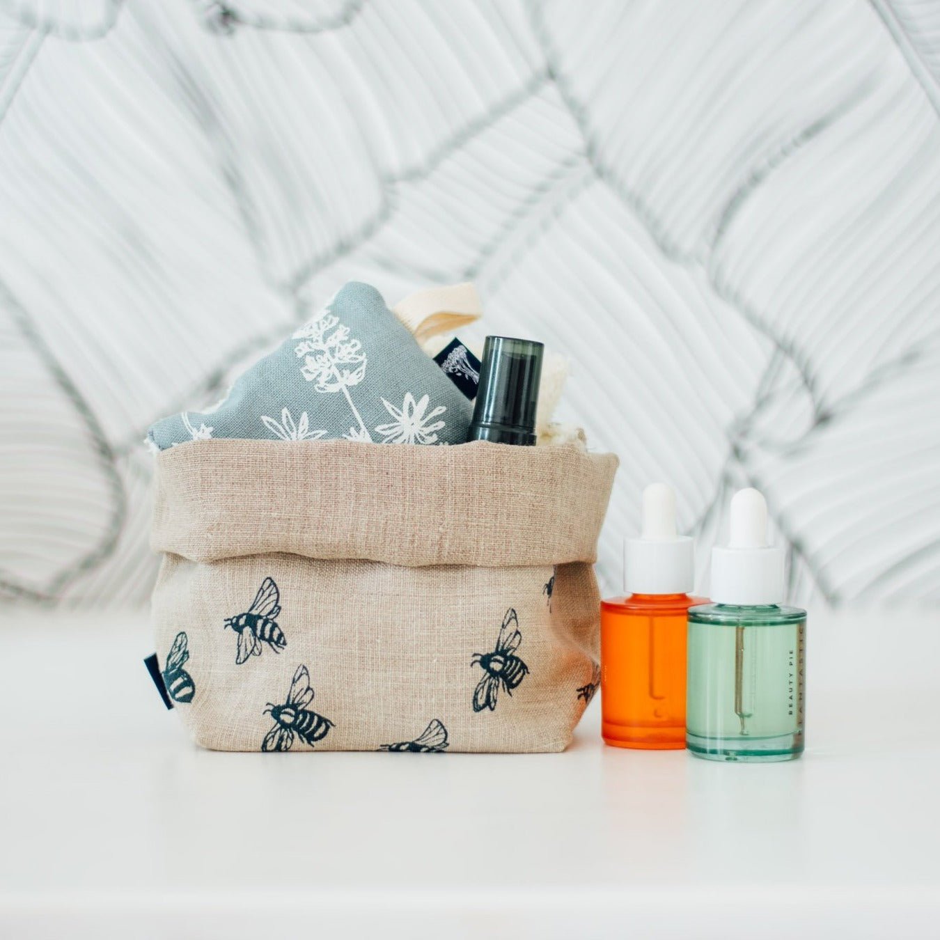 Bee Fabric Storage Pot perfect for storing bathroom essentials from The Honey Bee Collection by Helen Round