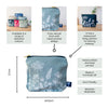 Infographic of Linen MakeUp Bag Collection from the Garden Collection by Helen Round