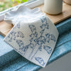 White Eco Cleaning Cloth printed with Bluebell design, fully composable from the Bluebell Collection by Helen Round
