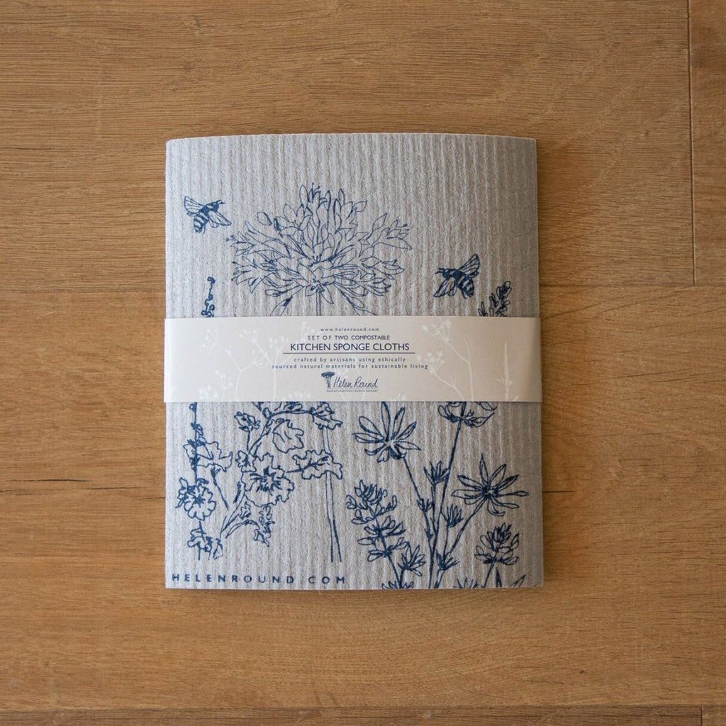 Eco Kitchen Sponge Cloth Pack, Set of Two with the Garden Design by Helen Round