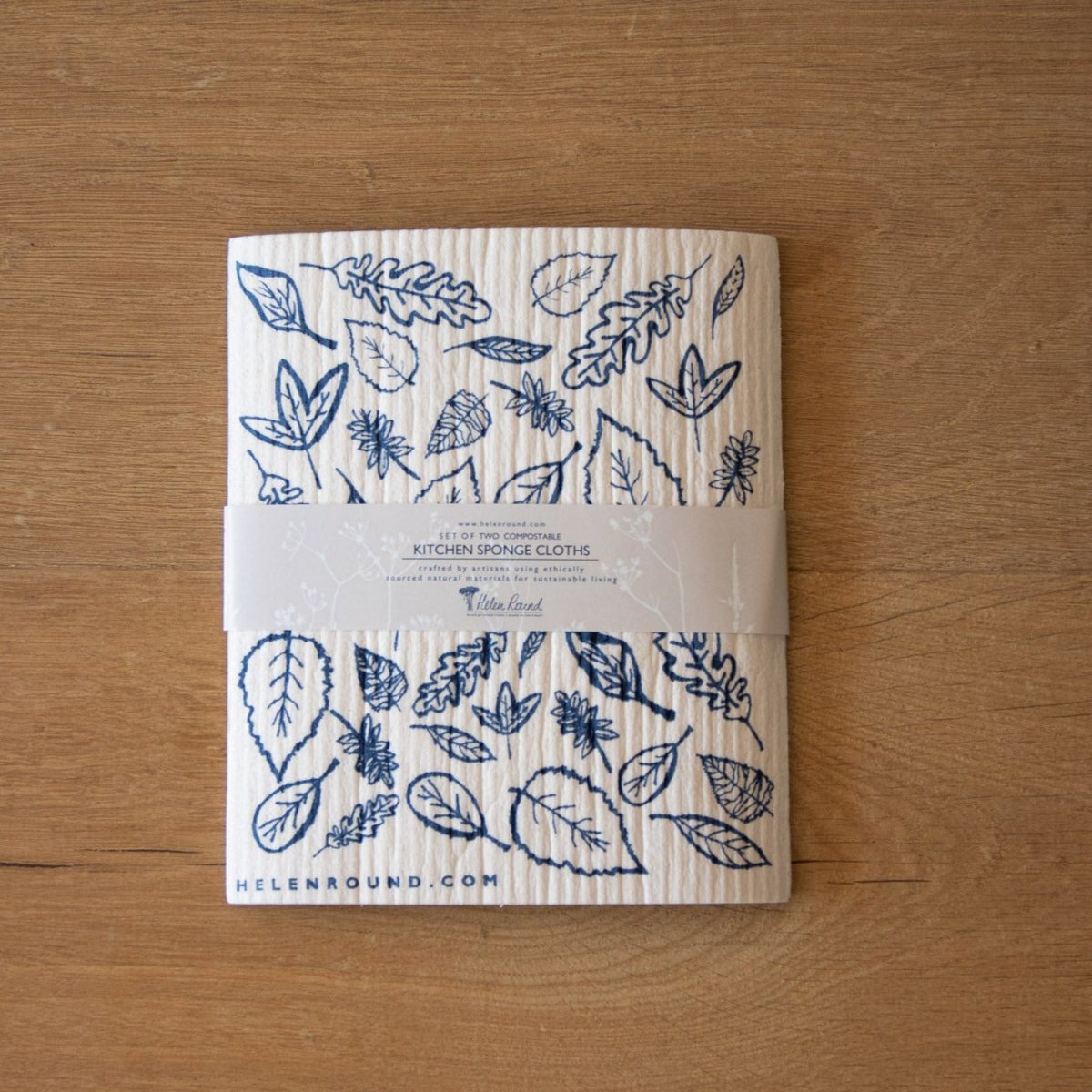 Eco Kitchen Sponge Cloths in Leaf Design - Helen Round - Eco Collection