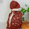 Leaf Design Linen Bread Bag in rust-coloured linen from the Leaf Collection by Helen Round