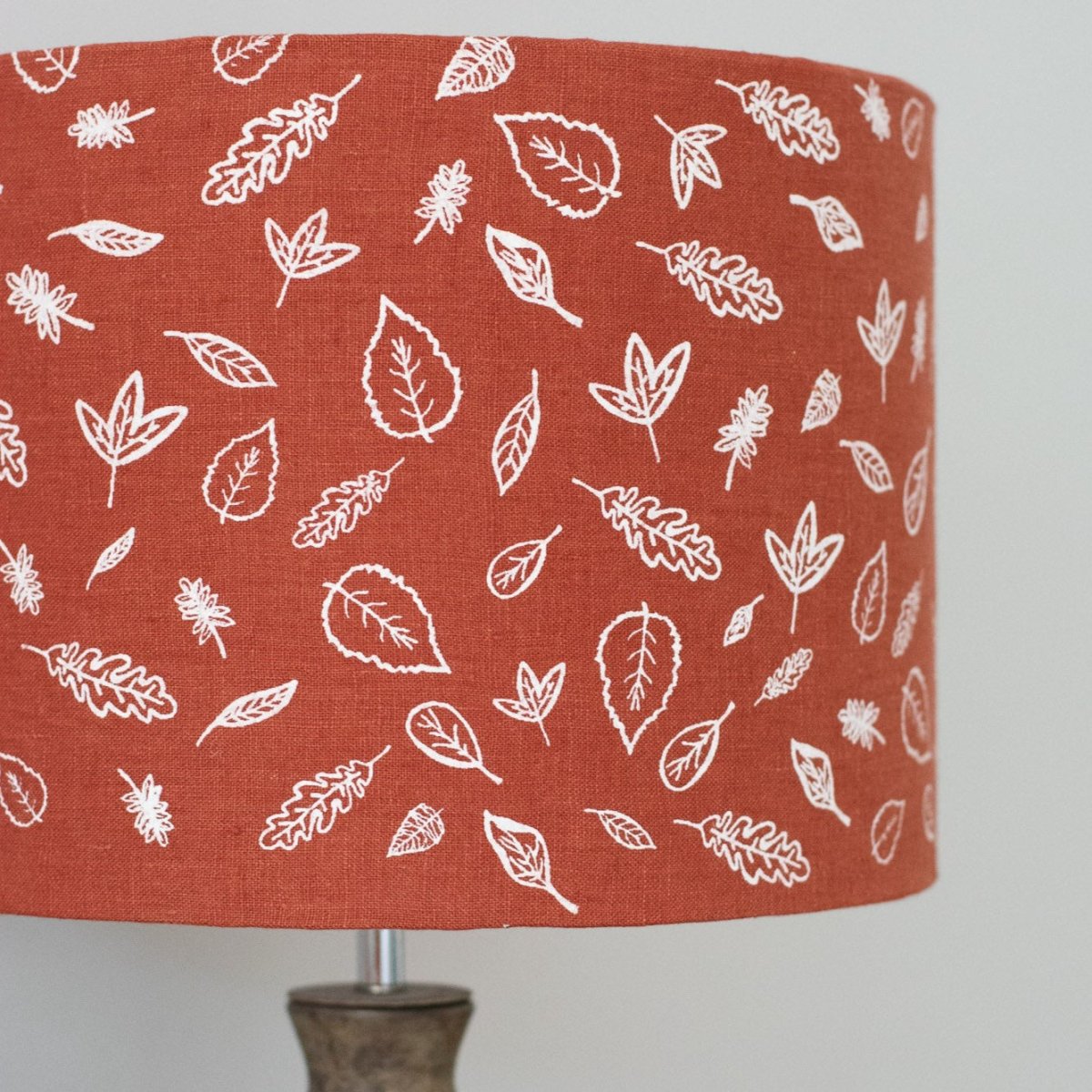 Leaf Lampshade Hand Printed Pure Linen - Helen Round