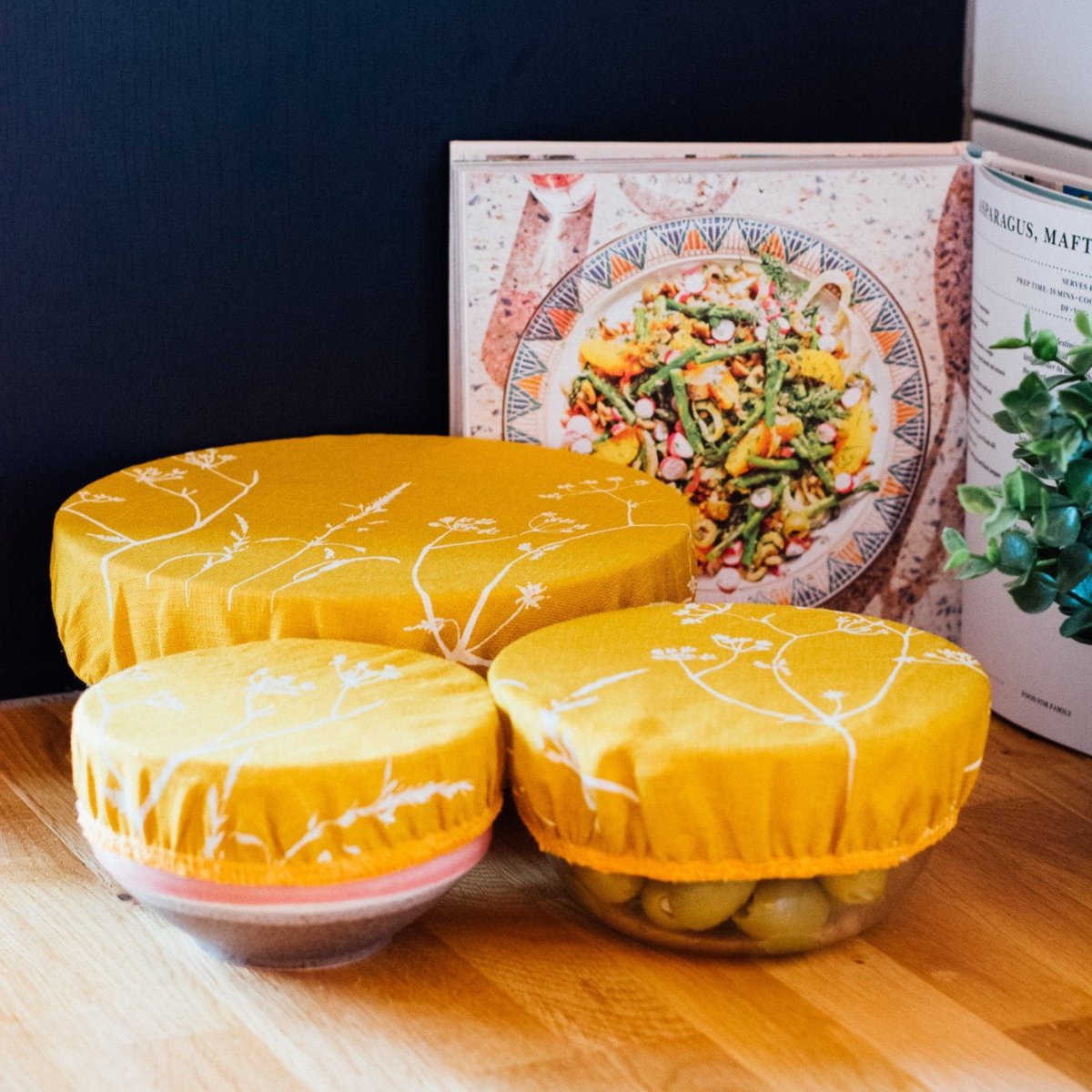 Reusable Linen Bowl Covers - Hedgerow Set - Helen Round