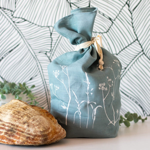 Duck Egg Blue Linen Bread Bag from the Hedgerow Collection by Helen Round