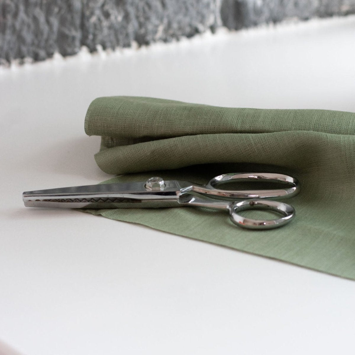 Sage Green Linen Fabric - 150 cm wide - Helen Round - Haberdashery - fabric