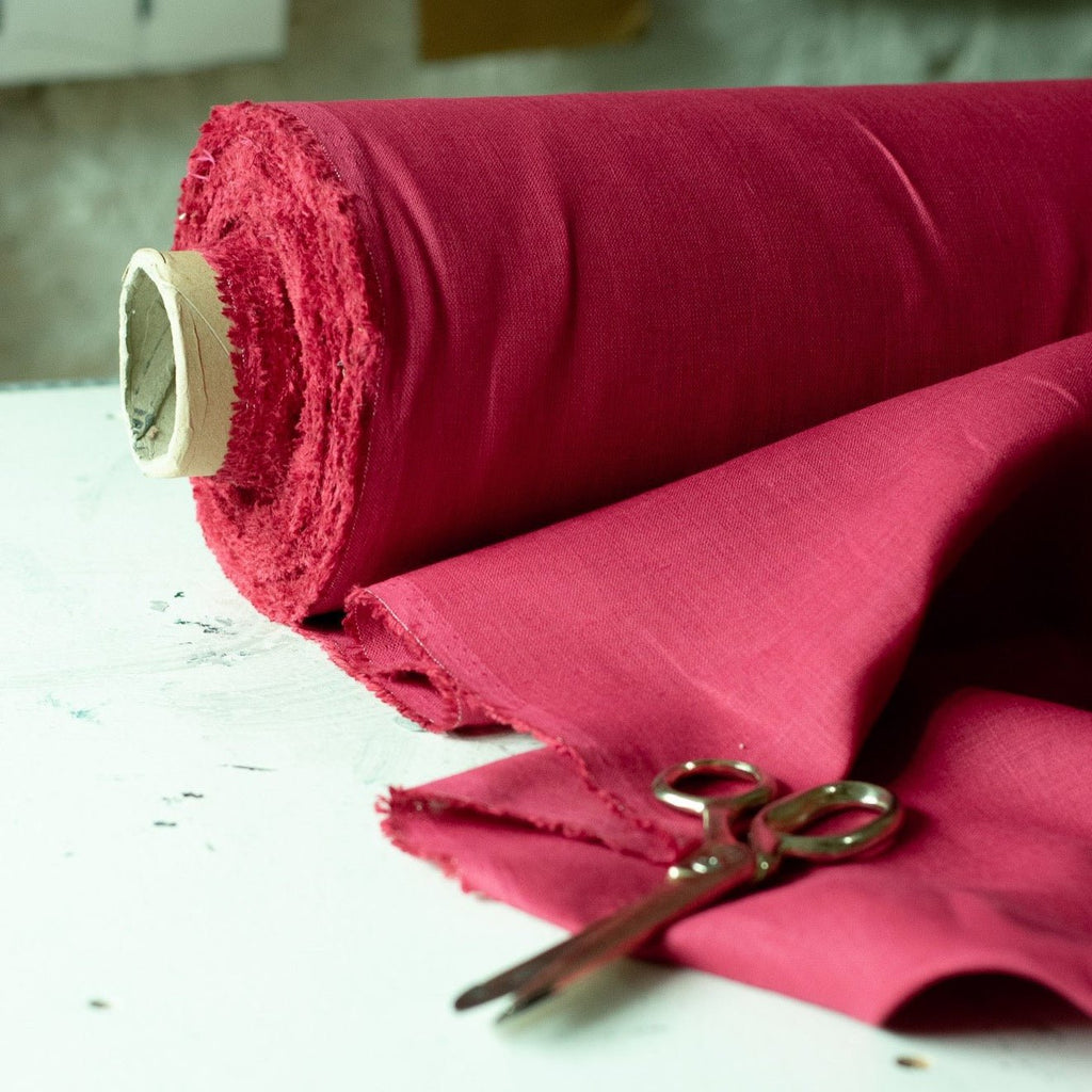 Red Raspberry Fabric Raspberry Red Linen Fabric - Beautiful Quality European Linen
