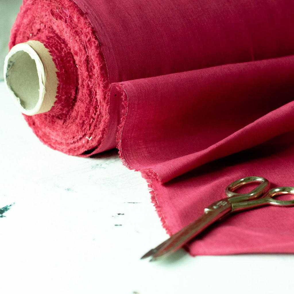 Red Linen Example Raspberry Red Linen Fabric - Beautiful Quality European Linen