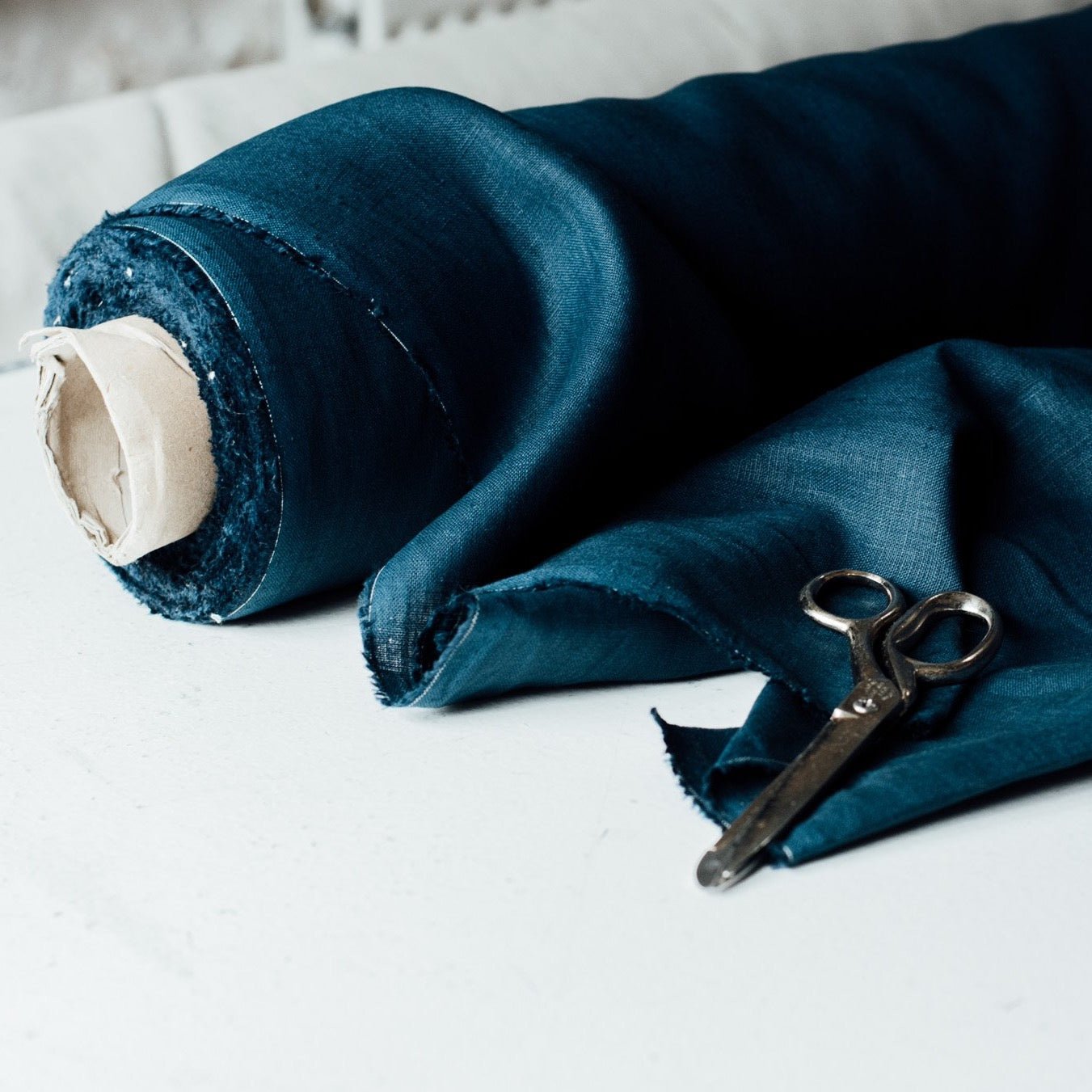 Navy Linen Fabric
