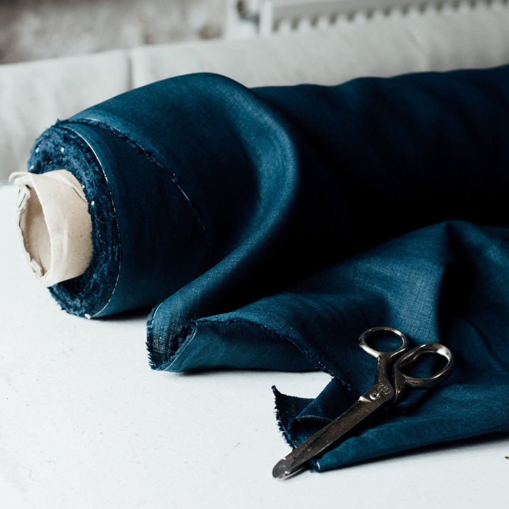 Navy Blue Linen Fabric