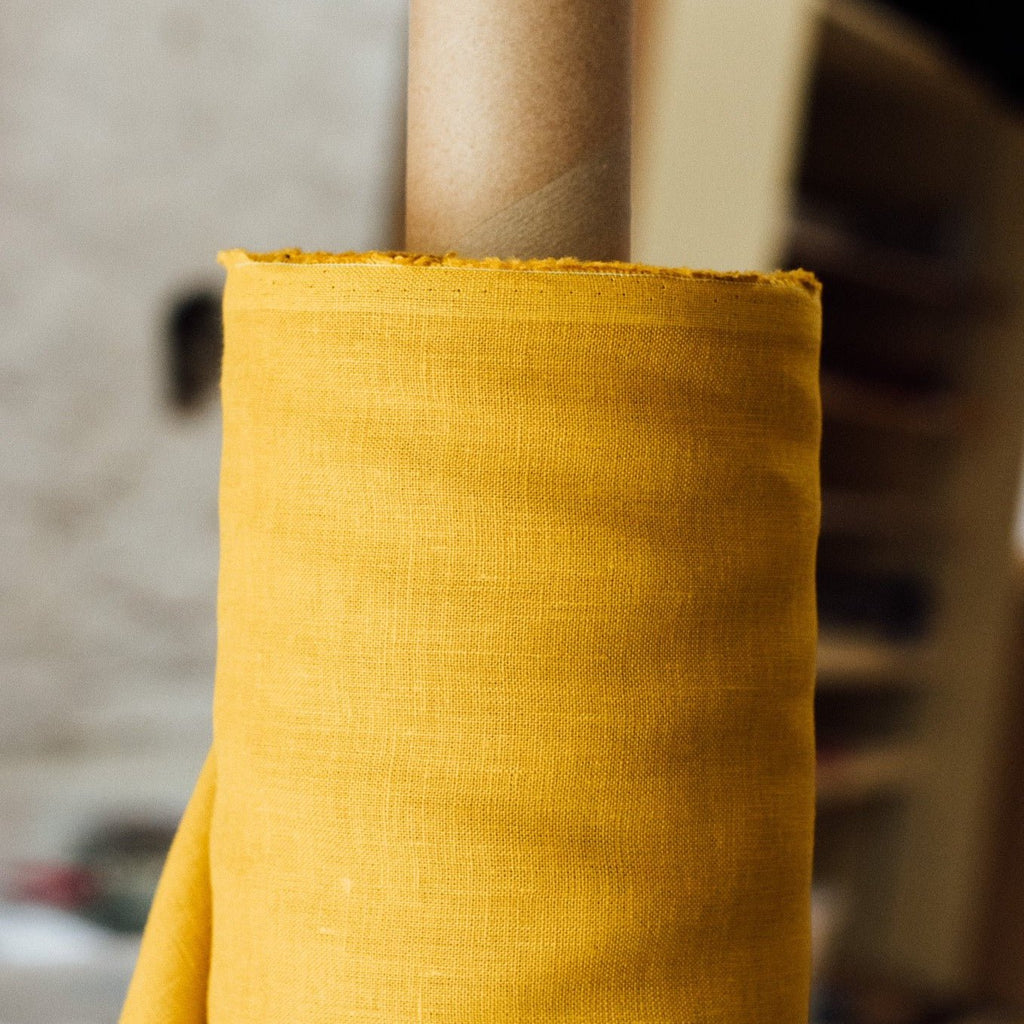 Soft Mustard Yellow Linen Fabric