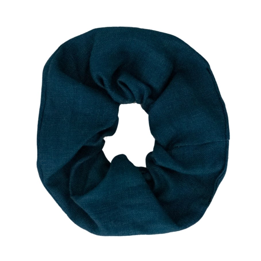 Navy Blue Linen Hair Scrunchie from Helen Round