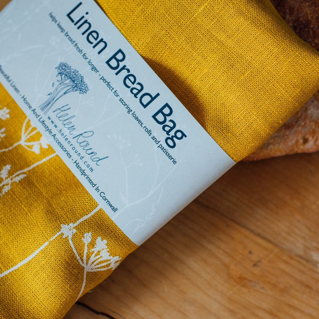 Mustard Linen Bread Bag