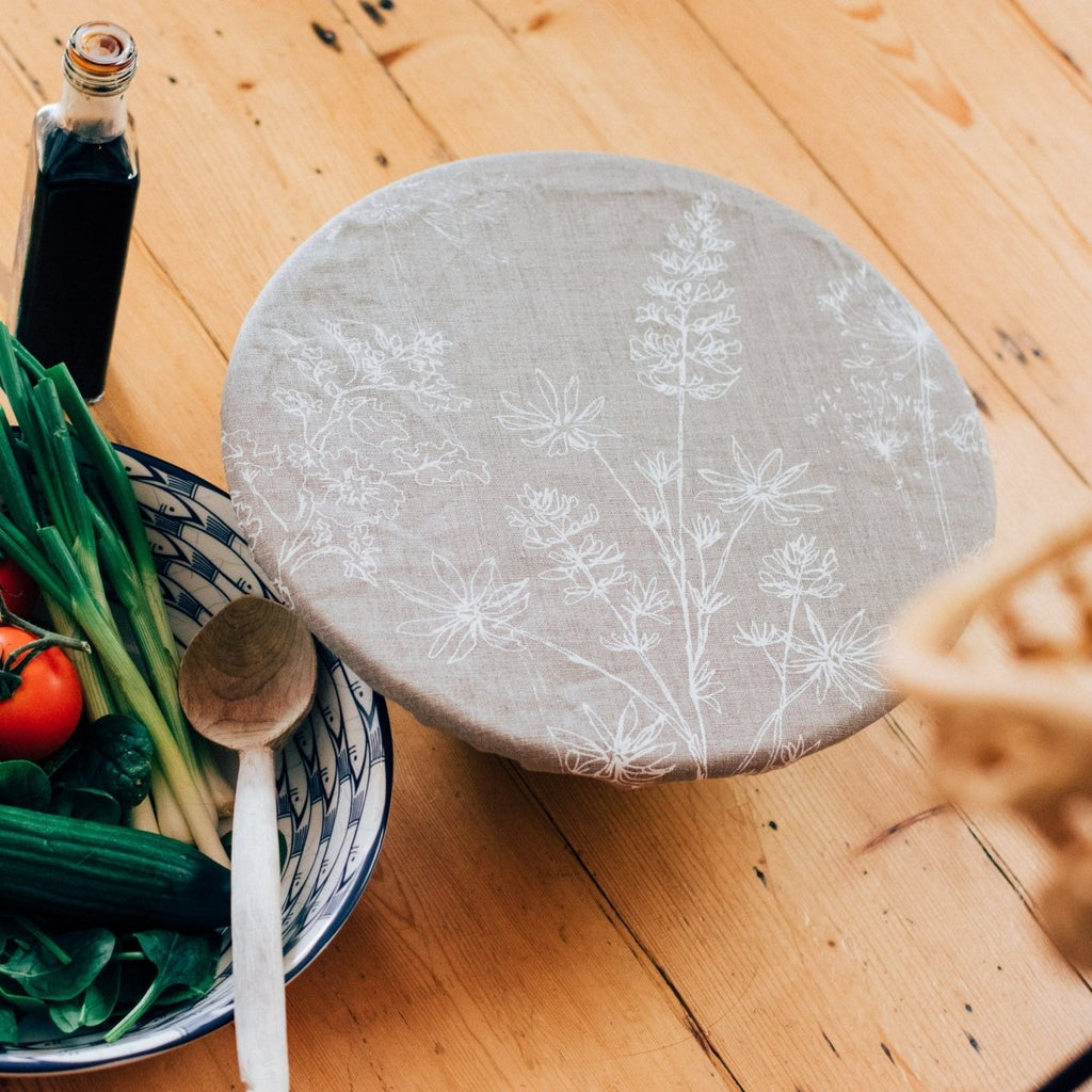 Natural Reusable Large Bowl Cover from the Garden Collection by Helen Round