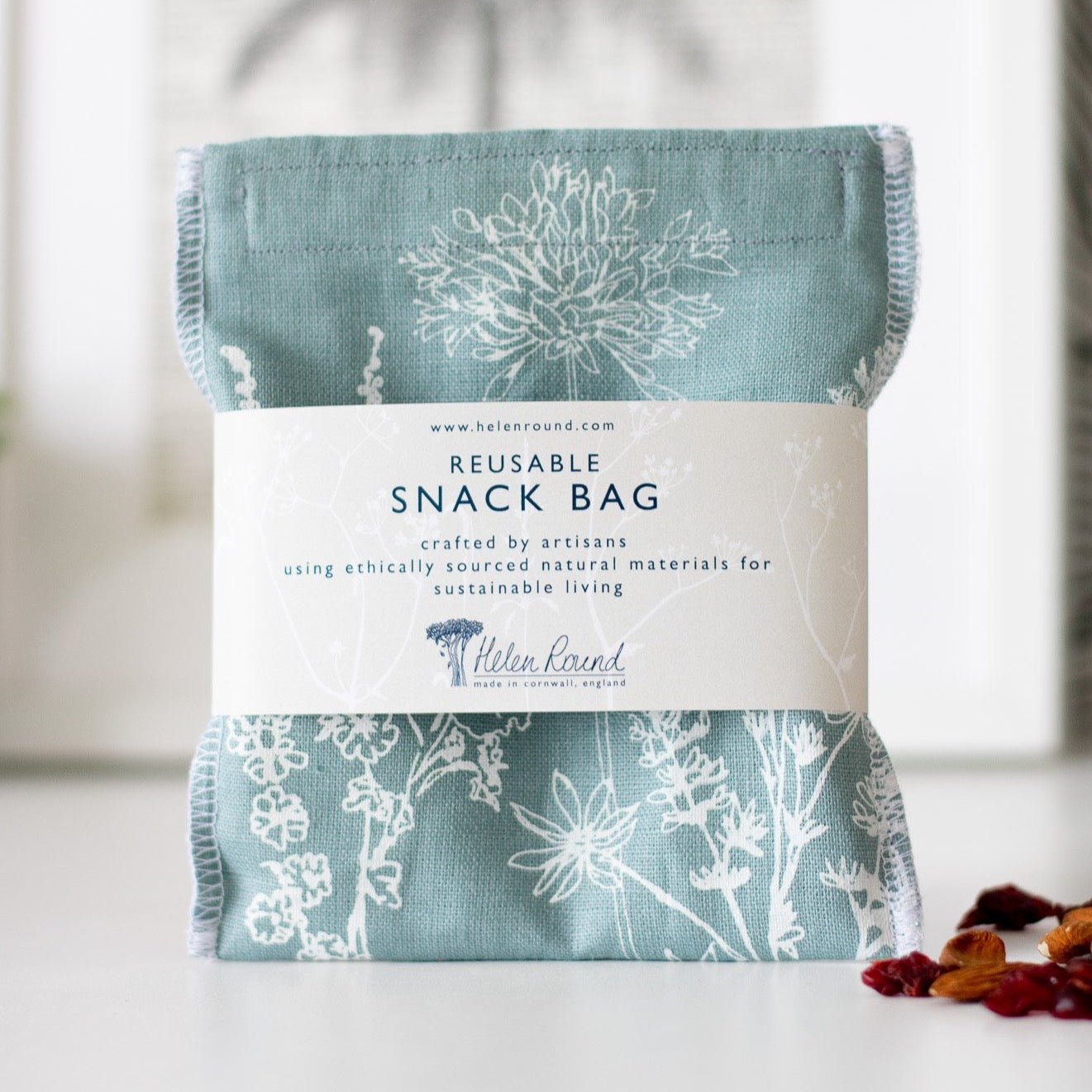 Duck Egg Blue Reusable Linen Snack Bag Eco Collection Helen Round