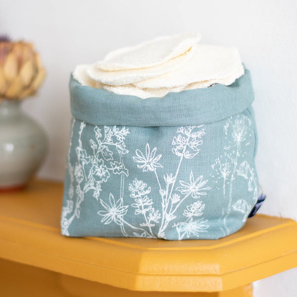 Duck Egg Blue Linen Storage Pot Eco Collection Helen Round