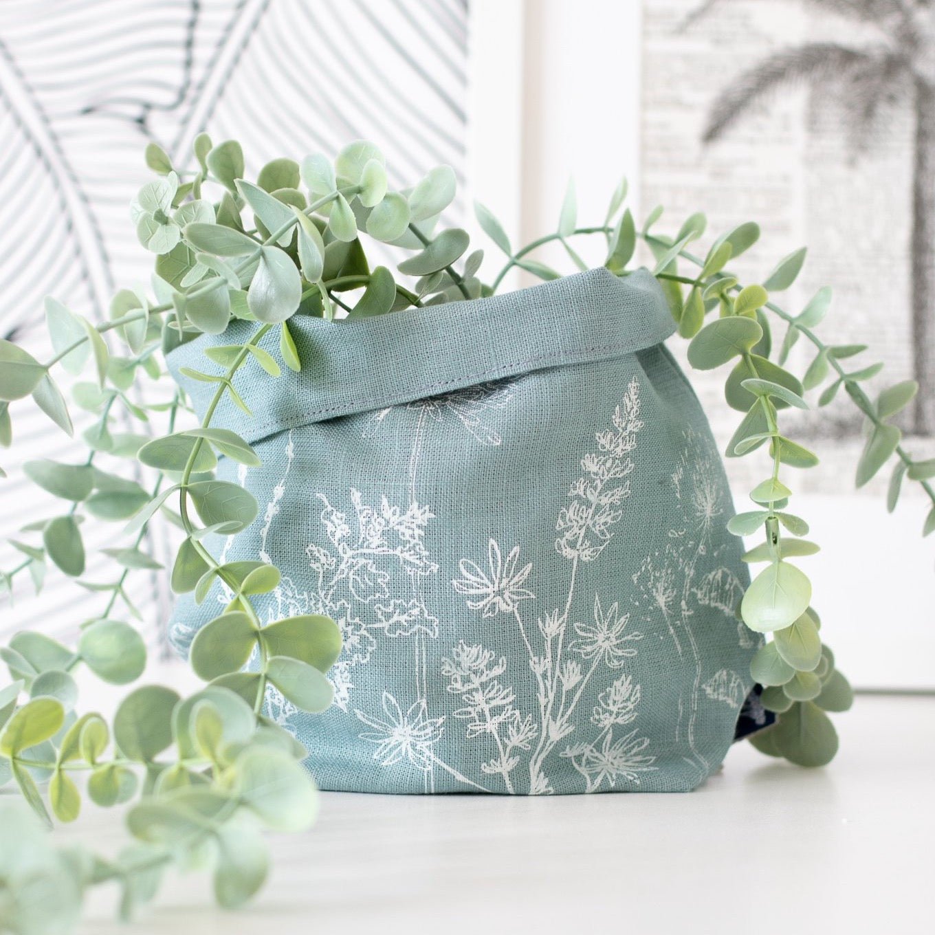 Duck Egg Blue Linen Storage Pot Eco Collection Helen Round