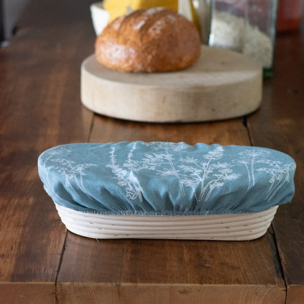 Duck Egg Blue Linen Oval Banneton from the Garden Collection by Helen Round