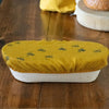Oval Banneton Cover in Mustard Linen with Bee design from the Honey Bee Collection by Helen Round