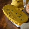 Oval Mustard Linen Banneton Cover with Bee design from the Honey Bee Collection by Helen Round