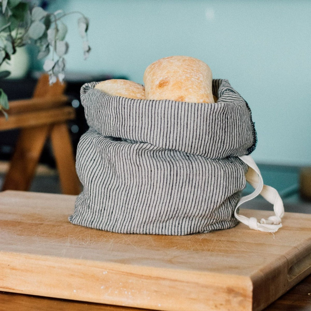 Rolls inside Striped Linen Bread Bag, part of the Striped Linen Breadmakers Bundle from Helen Round