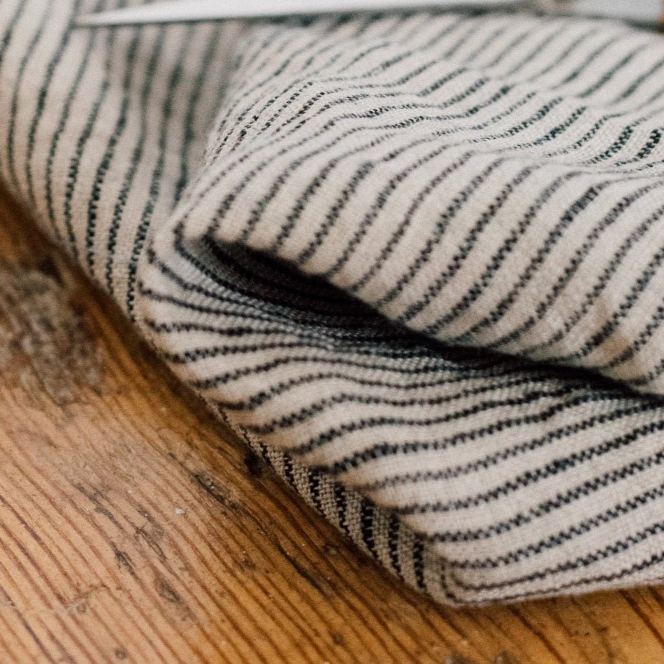 Striped Linen Fabric Dark Blue and Natural