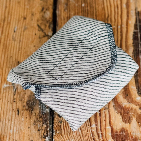 Striped Linen Reusable Sandwich Wrap, Dark Blue/Natural Stripe with waterproof lining