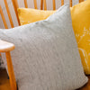 Natural Linen Cushion With Blue/Natural Stripes, mustard cushion hand printed by Helen Round