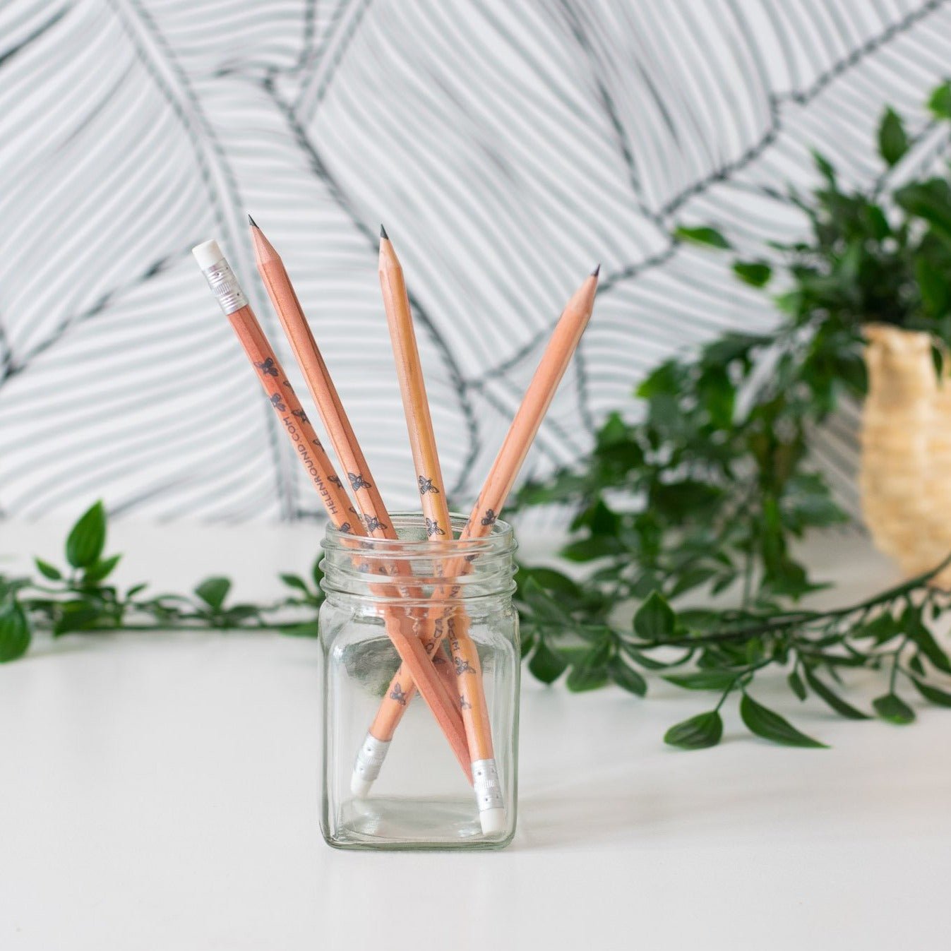 Wooden Bee Pencil Set of 4 from the Honey Bee Collection by Helen Round