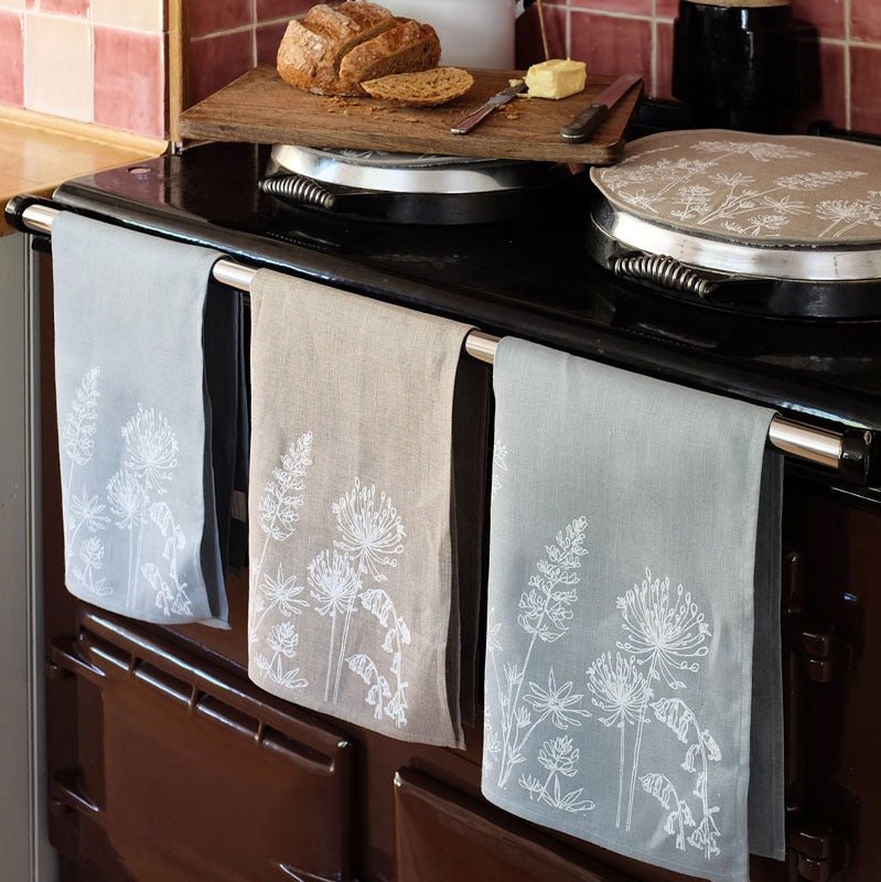 Linen Tea Towel Pure Linen Garden Design - Seconds - Helen Round Seconds & End Of Lines