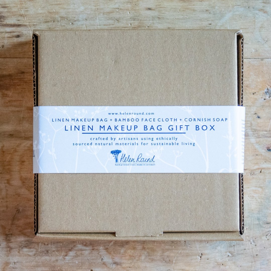 Floral Linen Makeup Bag, Bamboo Face Cloth and Citrus & Sea Salt Soap from Helen Round