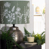 Sage Green Linen Floral Lampshade from the Garden Collection by Helen Round