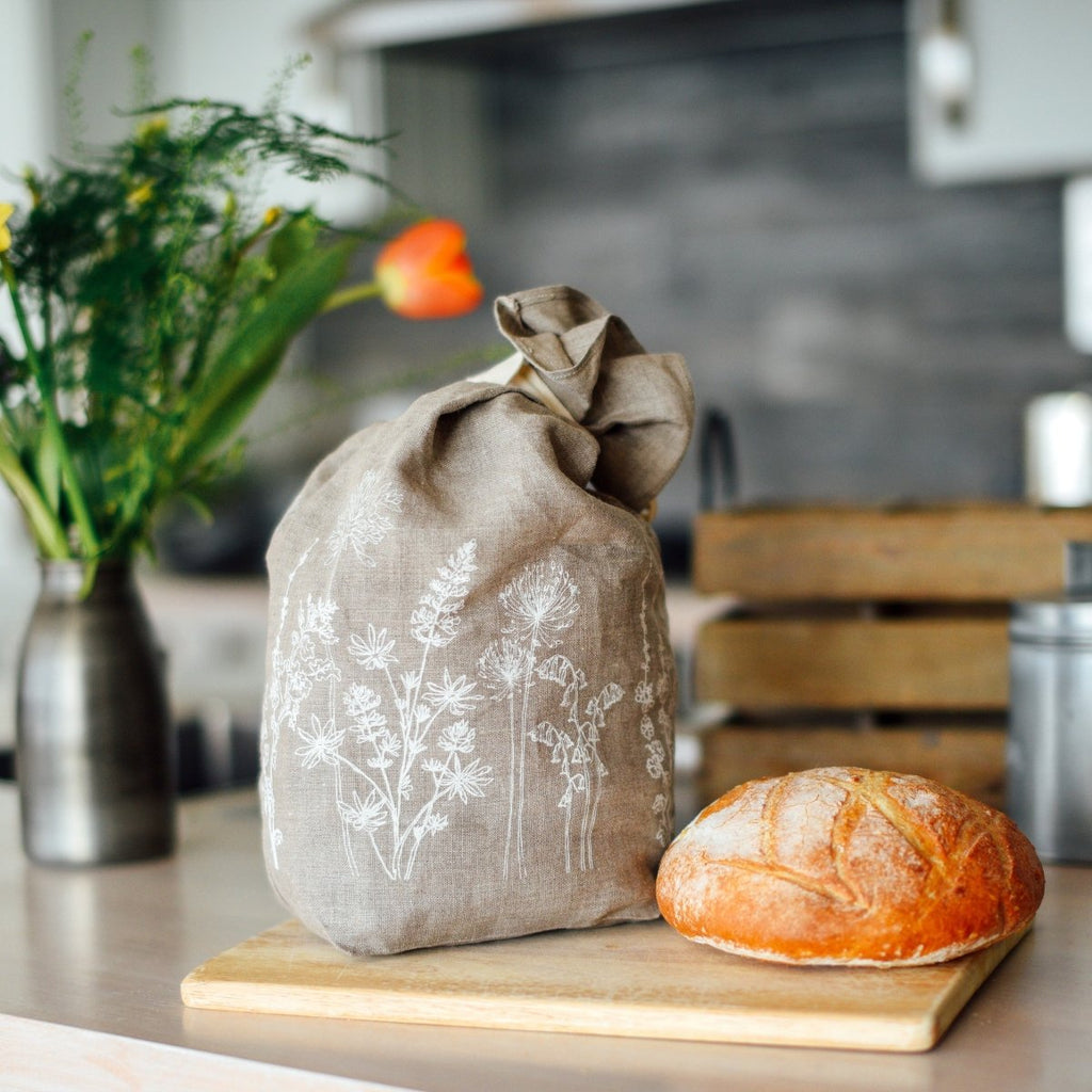 breathable linen bread bag natural linen from the garden collection