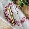 christmas napkins pure linen natural colour red holly ivy design