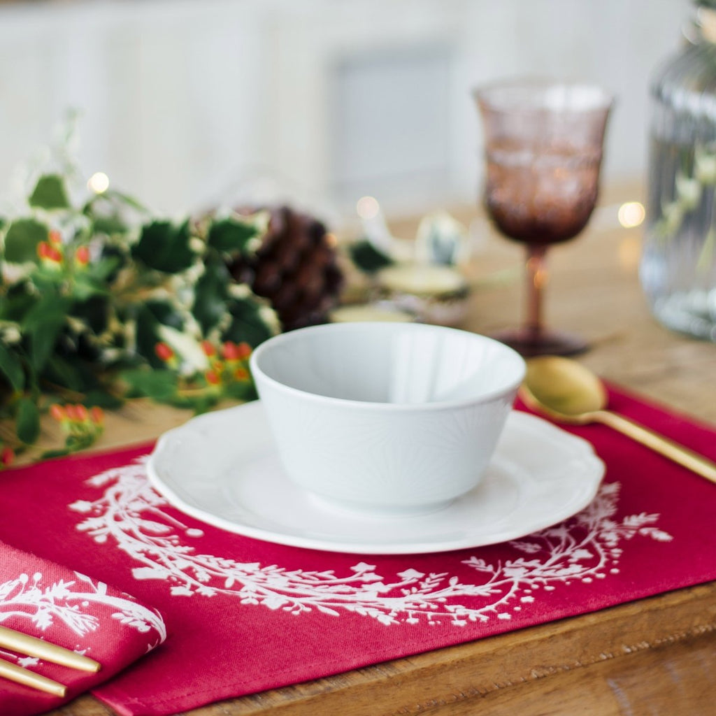 christmas placemats red pure linen holly ivy