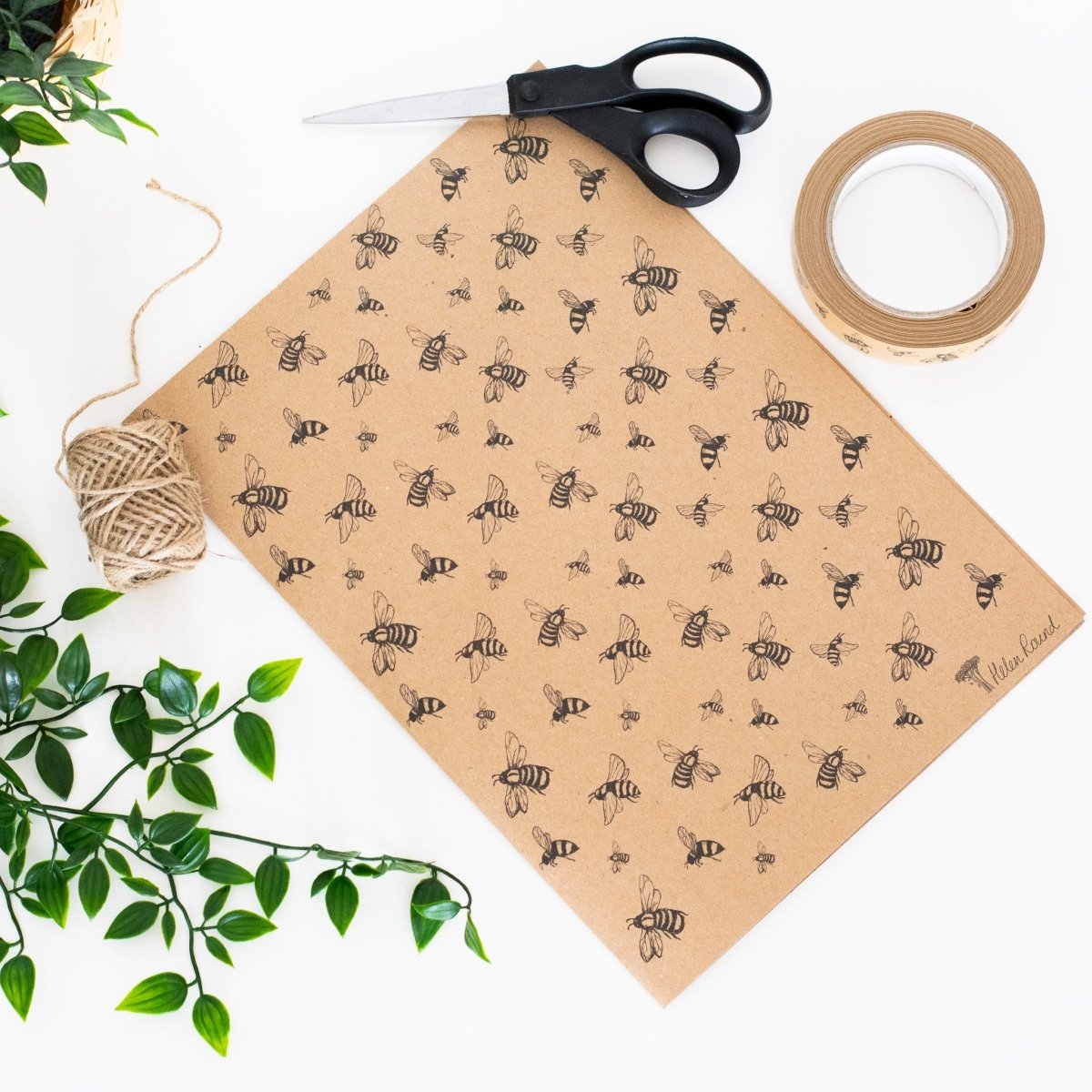 Bee Eco Wrapping Paper from the Honey Bee Collection by Helen Round