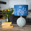 floral linen lampshade blue drum shade 30cm