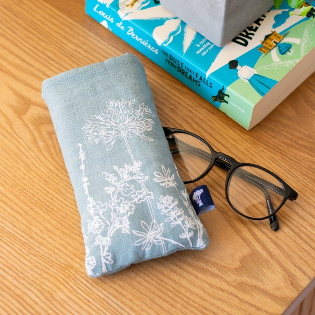 Duck Egg Blue Linen Glasses/Sun Glasses Case from the Garden Collection by Helen Round