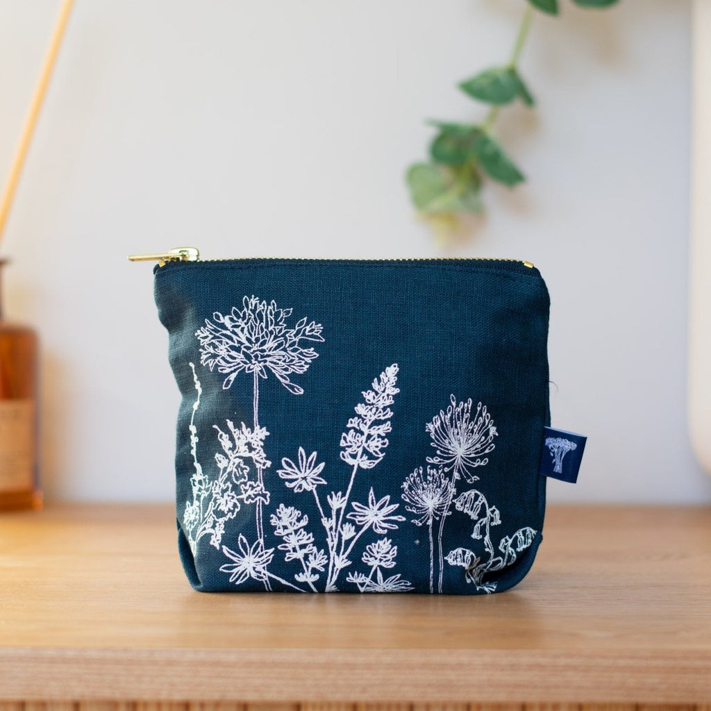 Navy Linen MakeUp Bag from the Garden Collection by Helen Round