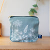 Duck Egg Blue Linen MakeUp Bag from the Garden Collection by Helen Round
