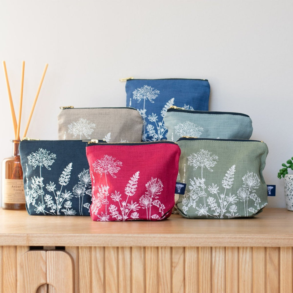 Linen MakeUp Bag Collection from the Garden Collection by Helen Round