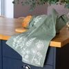Sage Green Linen Tea Towel from the Garden Collection by Helen Round