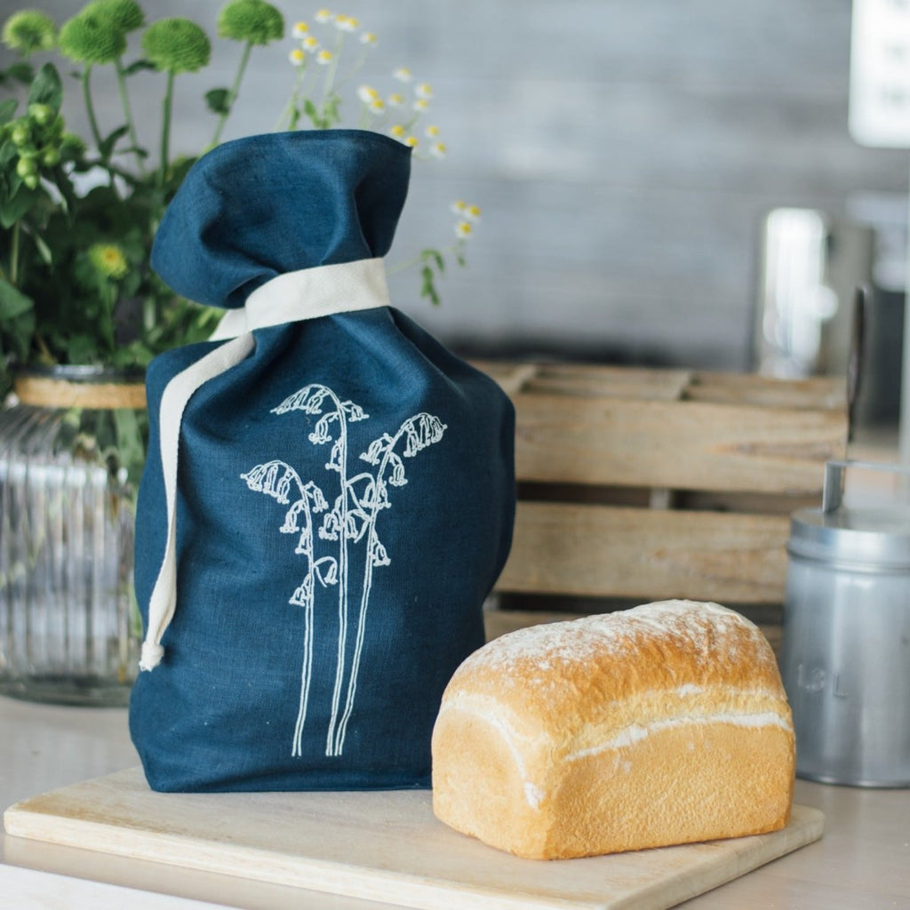 Navy Blue Linen Bread Bag from the Bluebell Collection by Helen Round