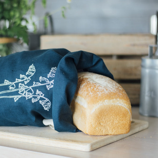 Navy Blue Linen Bread Bag from the Bluebell Collection by Helen Round
