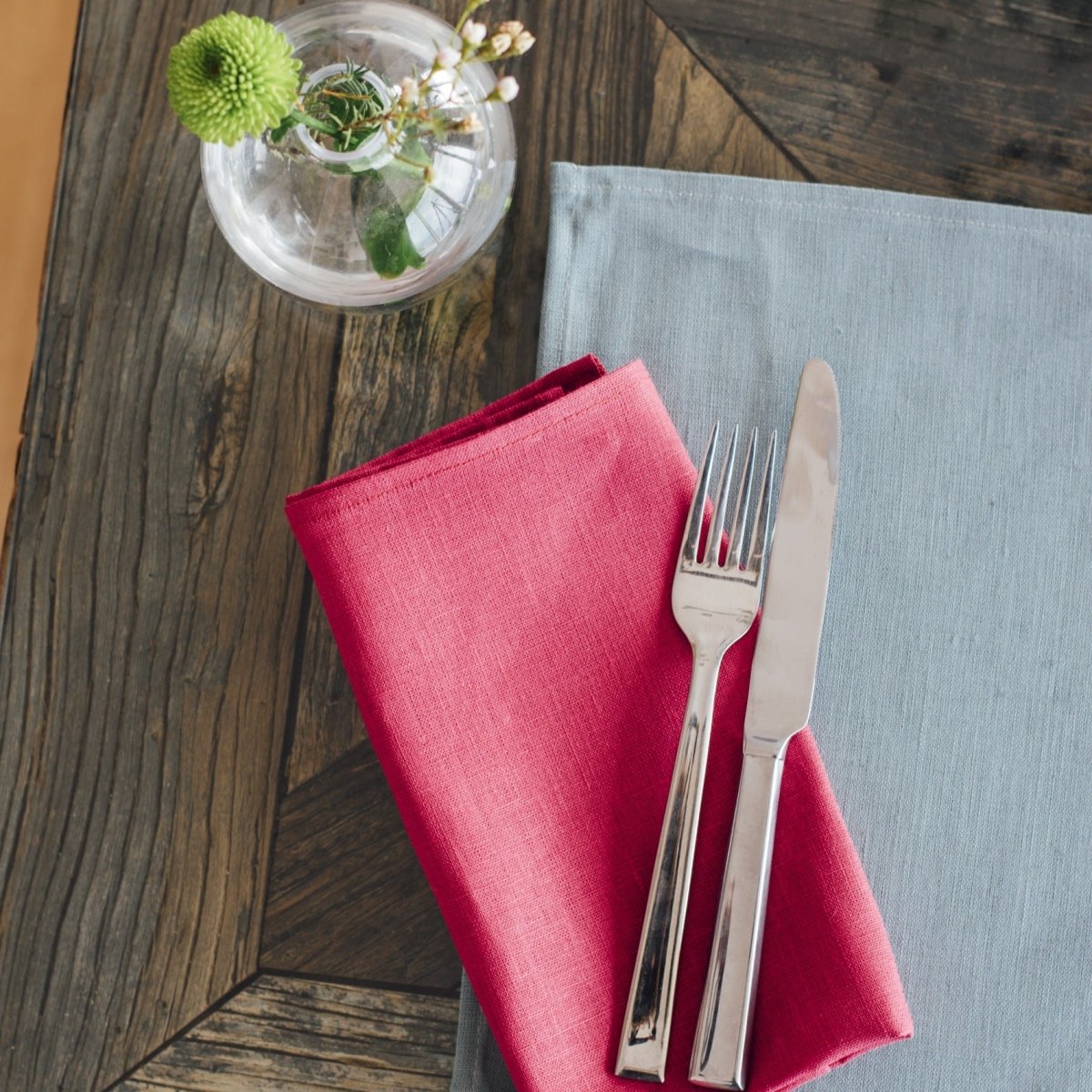 pure linen napkins raspberry red
