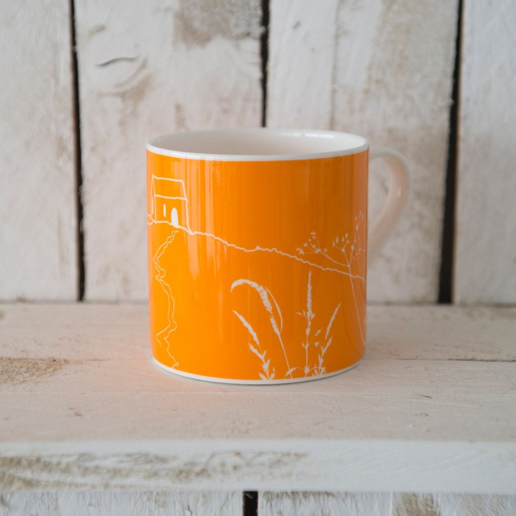 rame head mug bright orange bone china