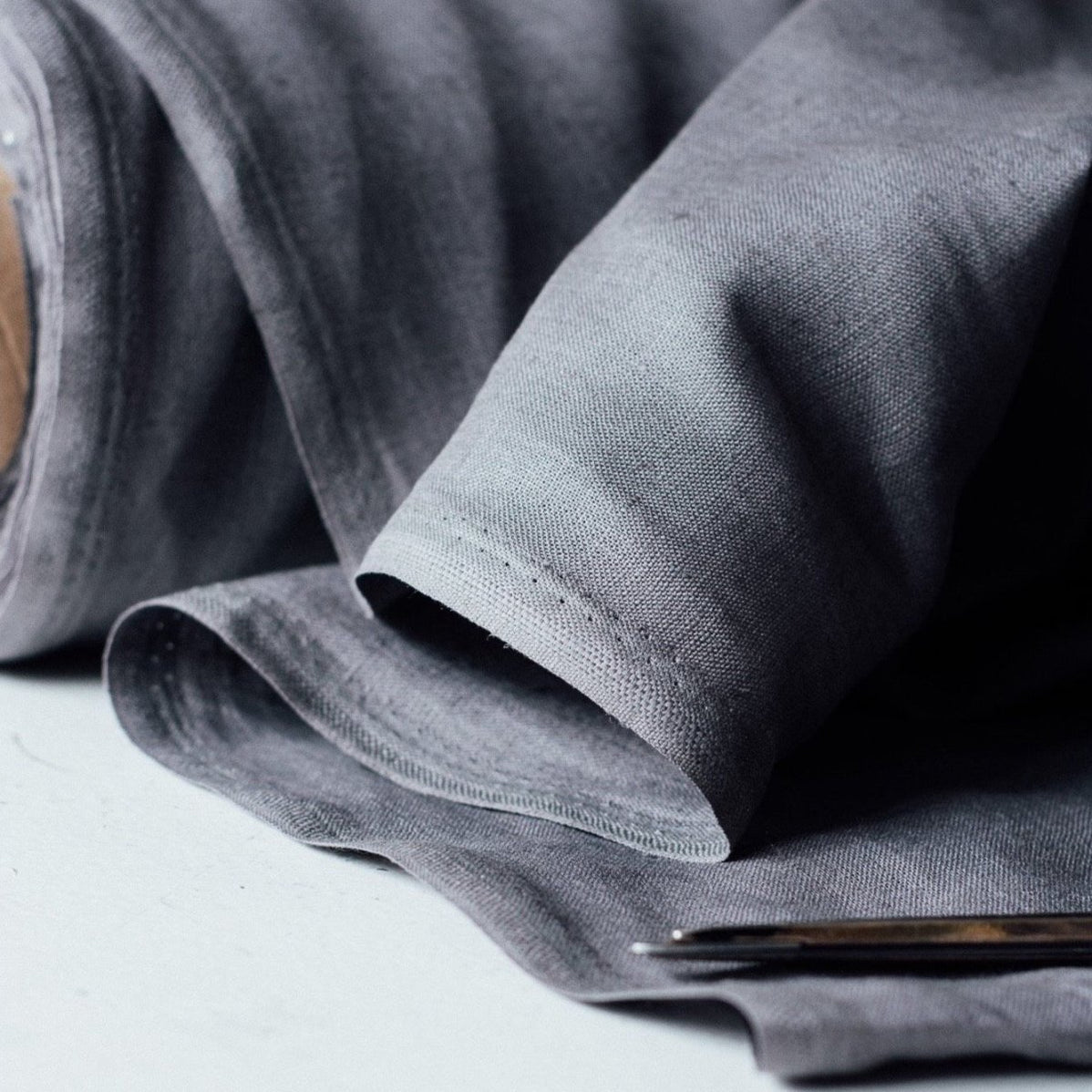 Slate Grey Linen Fabric 150cm – Helen Round