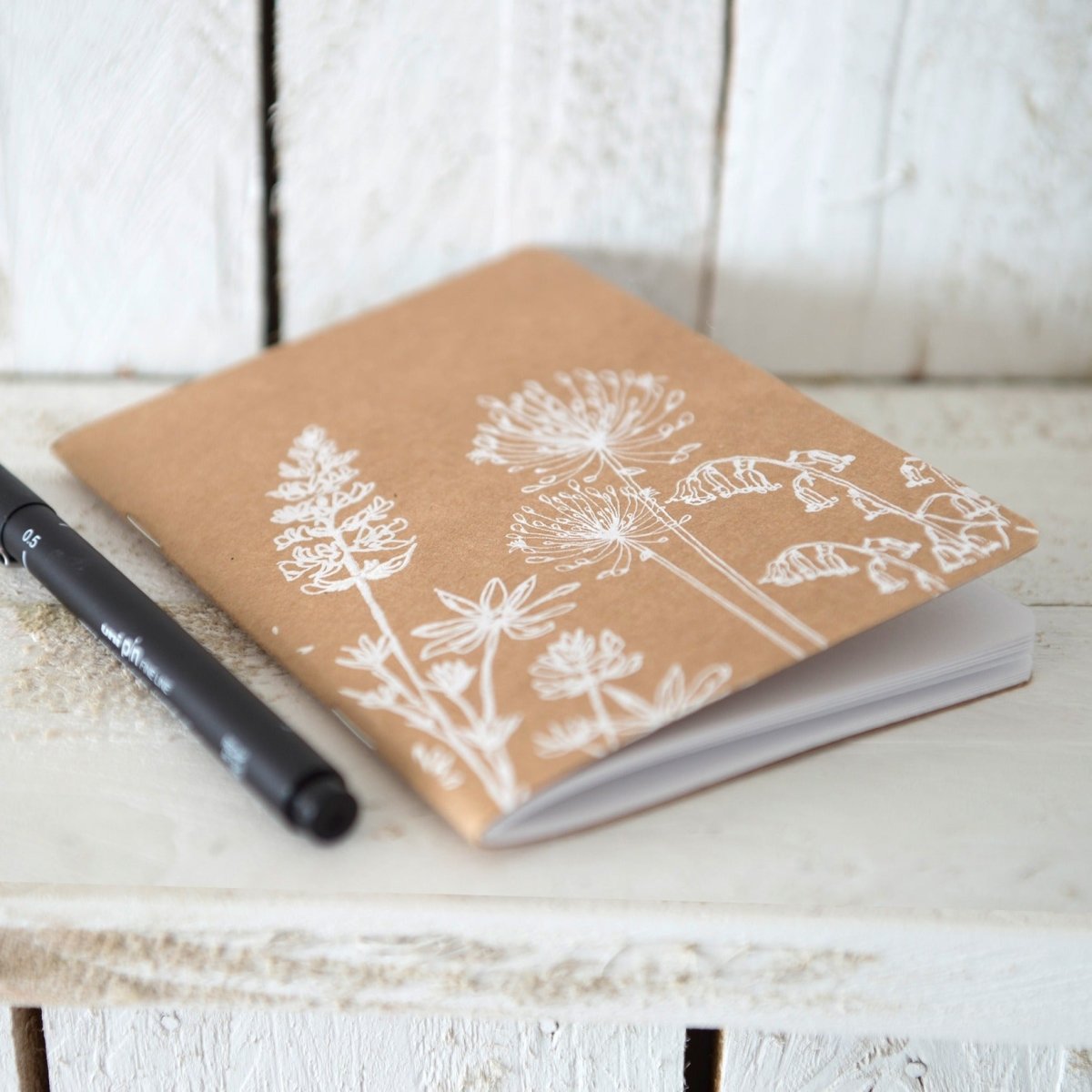 garden design small notebook plain paper A6 hand printed